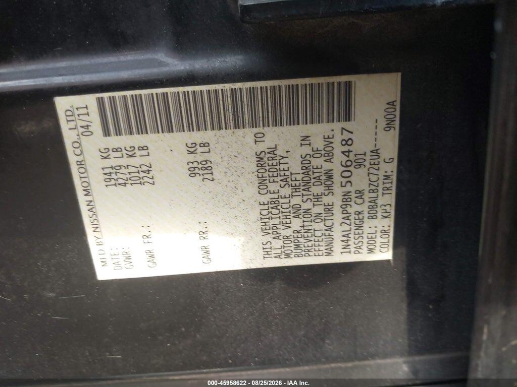 1N4AL2AP9BN506487 2011 NISSAN ALTIMA photo no. 9