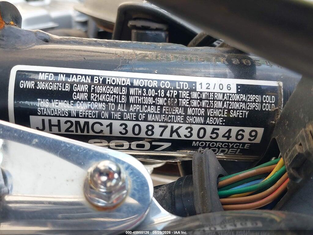 JH2MC13087K305469 2007 HONDA CMX250 photo no. 10