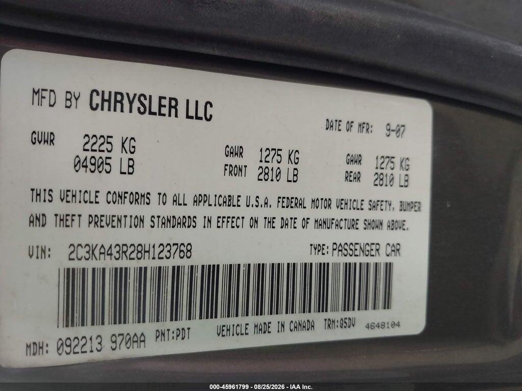 2C3KA43R28H123768 2008 CHRYSLER 300 photo no. 9