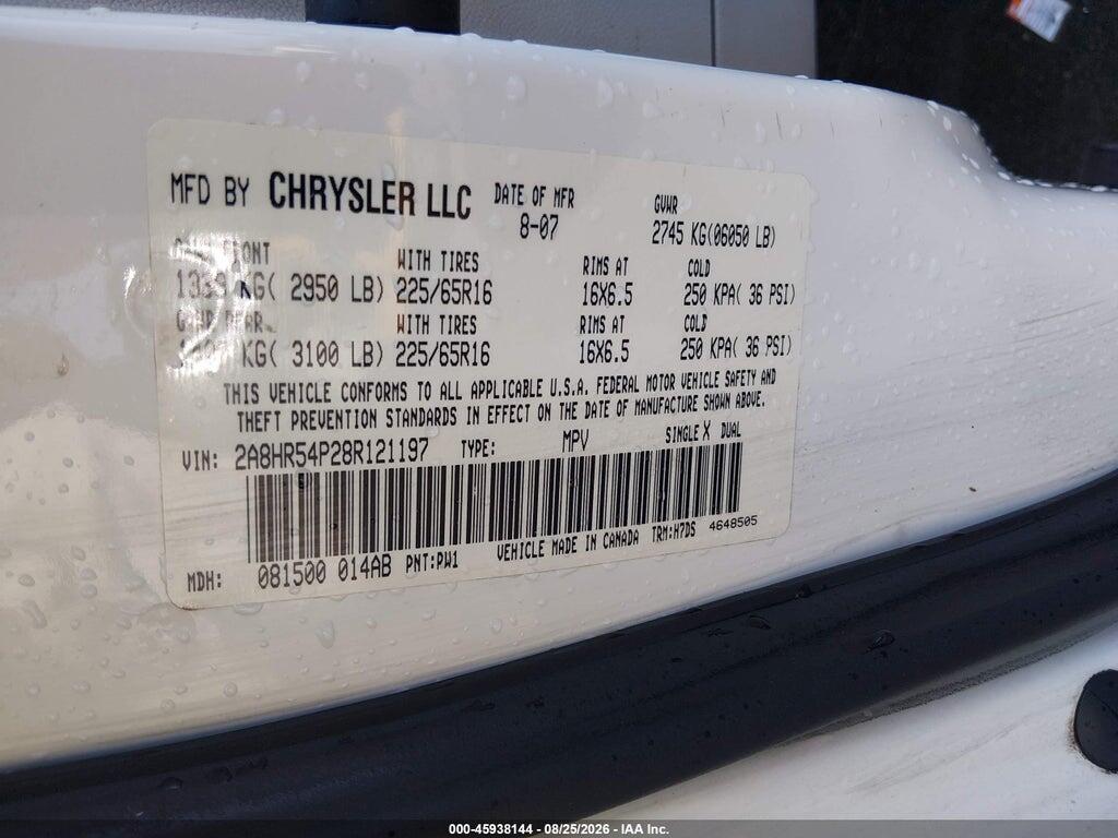 2A8HR54P28R121197 2008 CHRYSLER TOWN & COUNTRY photo no. 9