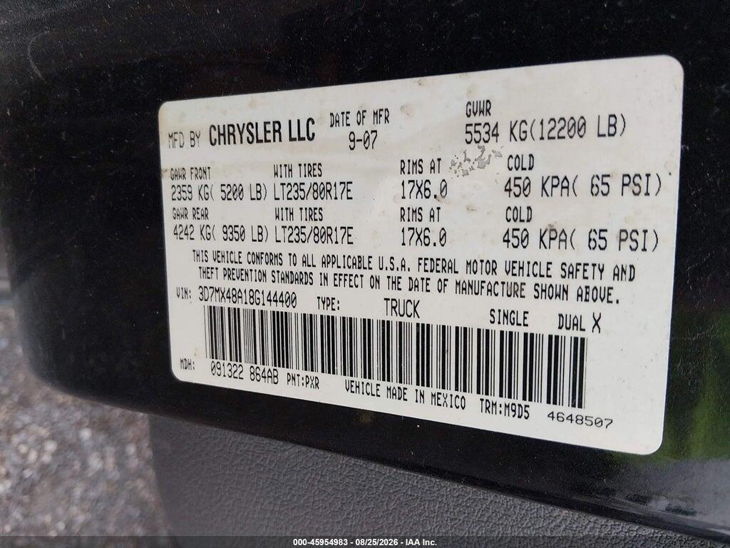 3D7MX48A18G144400 2008 DODGE RAM 3500 photo no. 8