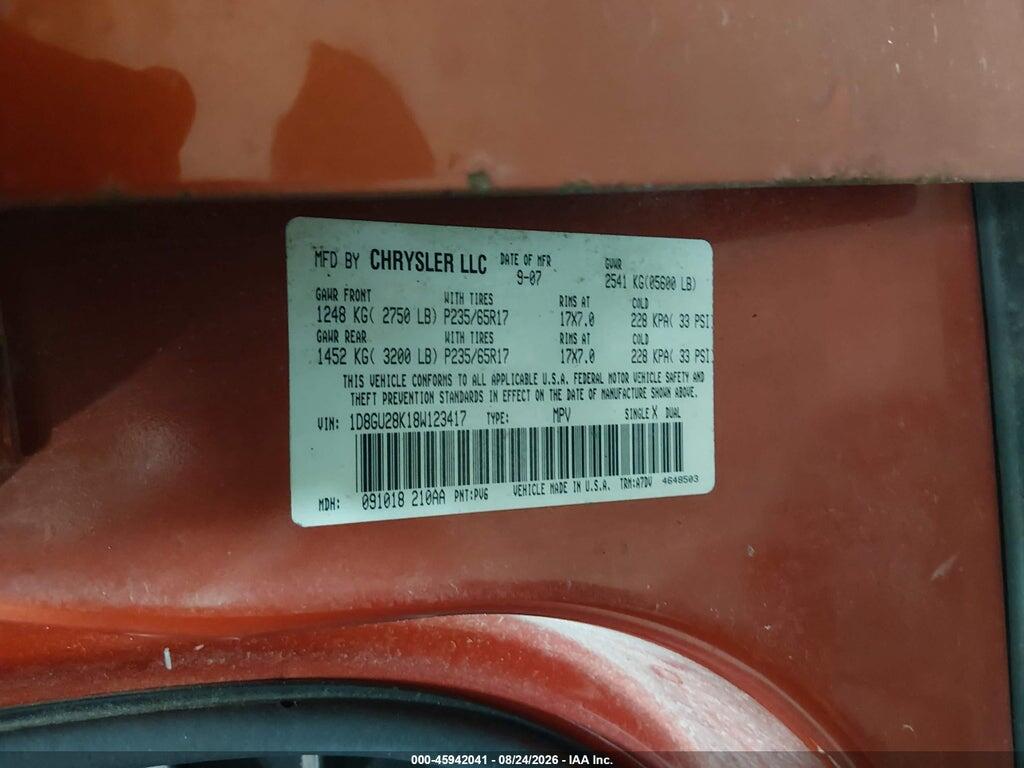 1D8GU28K18W123417 2008 DODGE NITRO photo no. 9