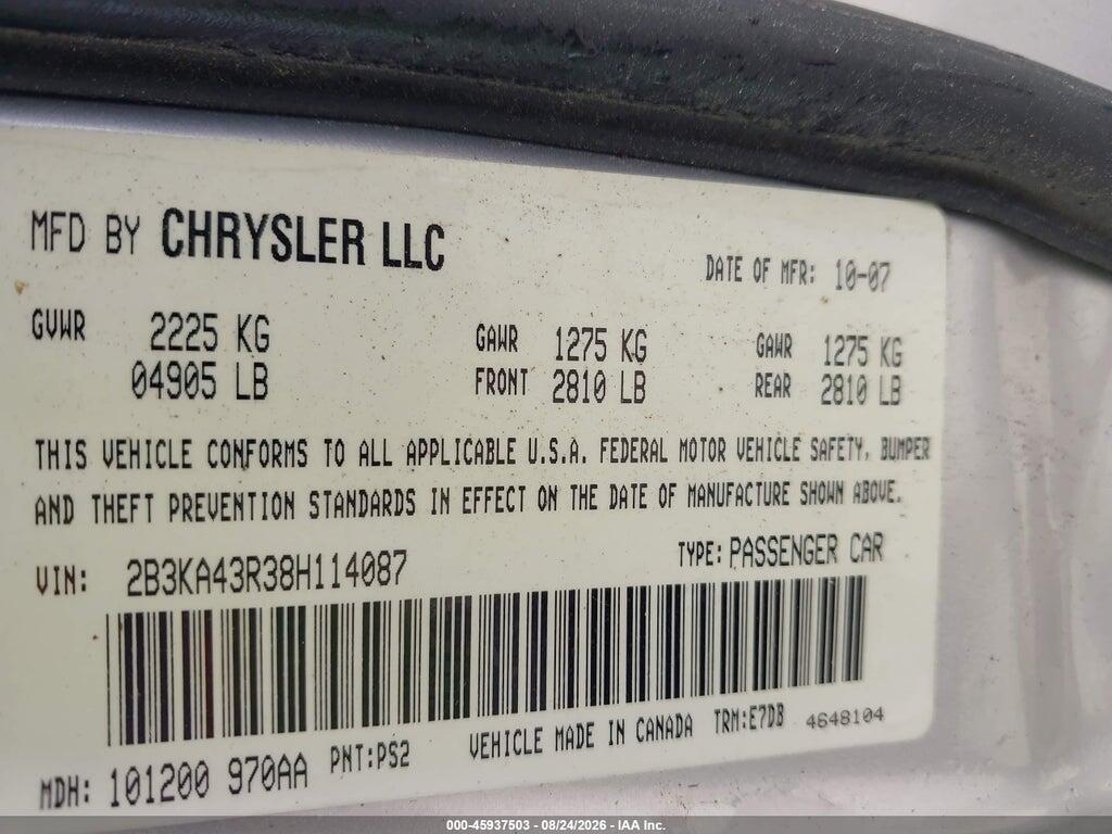 2B3KA43R38H114087 2008 DODGE CHARGER photo no. 9