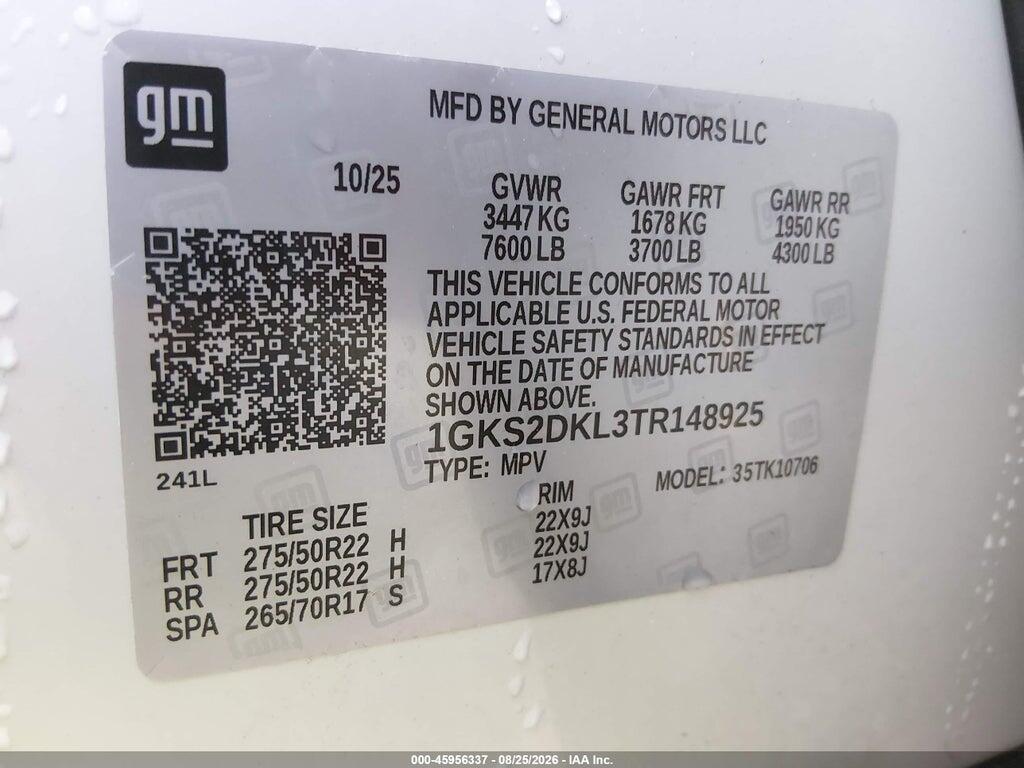 1GKS2DKL3TR148925 2026 GMC YUKON photo no. 9