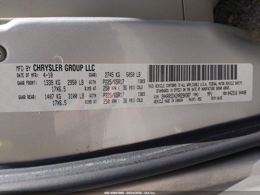 2A4RR5DX2AR290387 2010 CHRYSLER TOWN & COUNTRY photo no. 9
