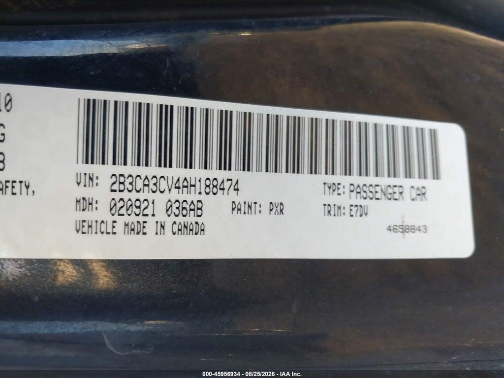 2B3CA3CV4AH188474 2010 DODGE CHARGER photo no. 9