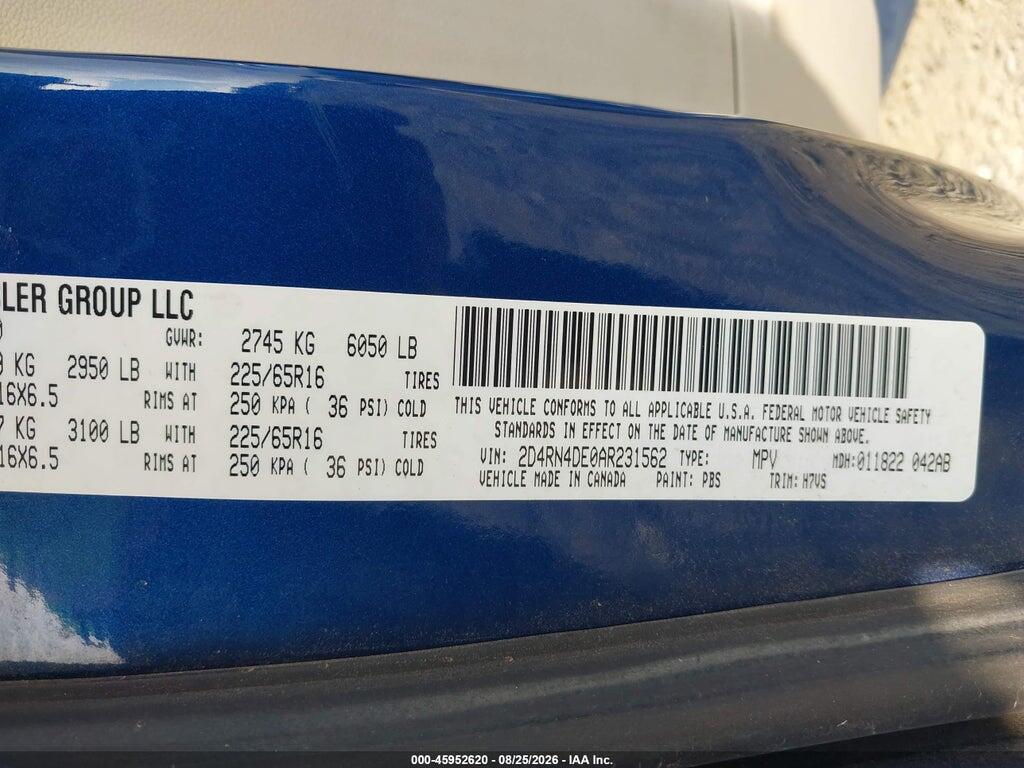 2D4RN4DE0AR231562 2010 DODGE GRAND CARAVAN photo no. 9