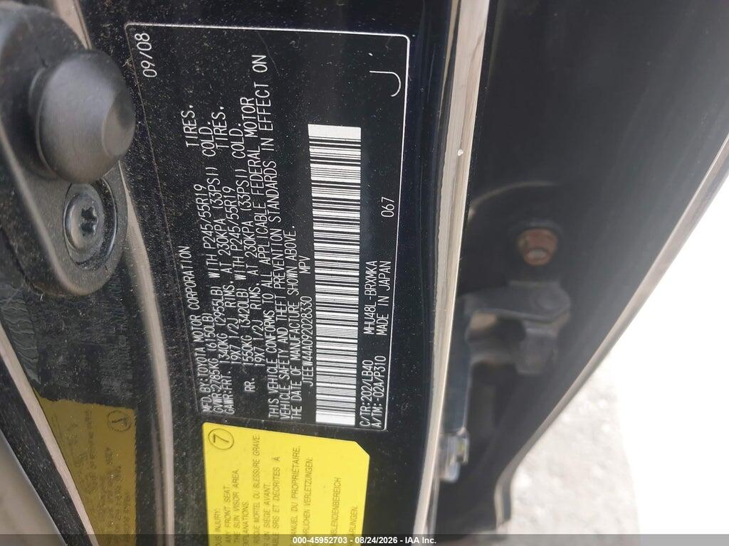 JTEEW44A092028330 2009 TOYOTA HIGHLANDER HYBRID photo no. 9