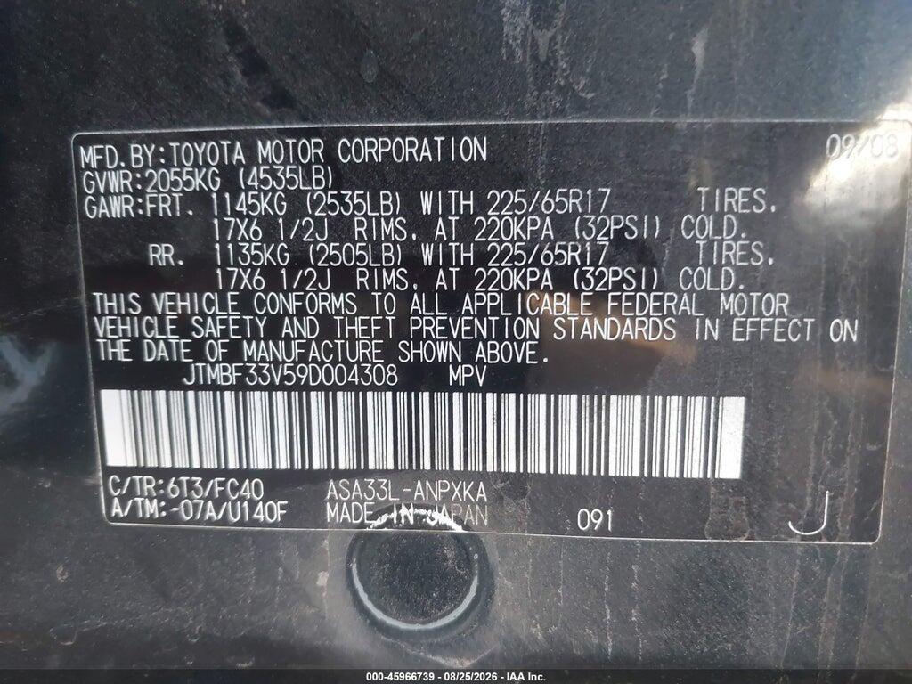 JTMBF33V59D004308 2009 TOYOTA RAV4 photo no. 9