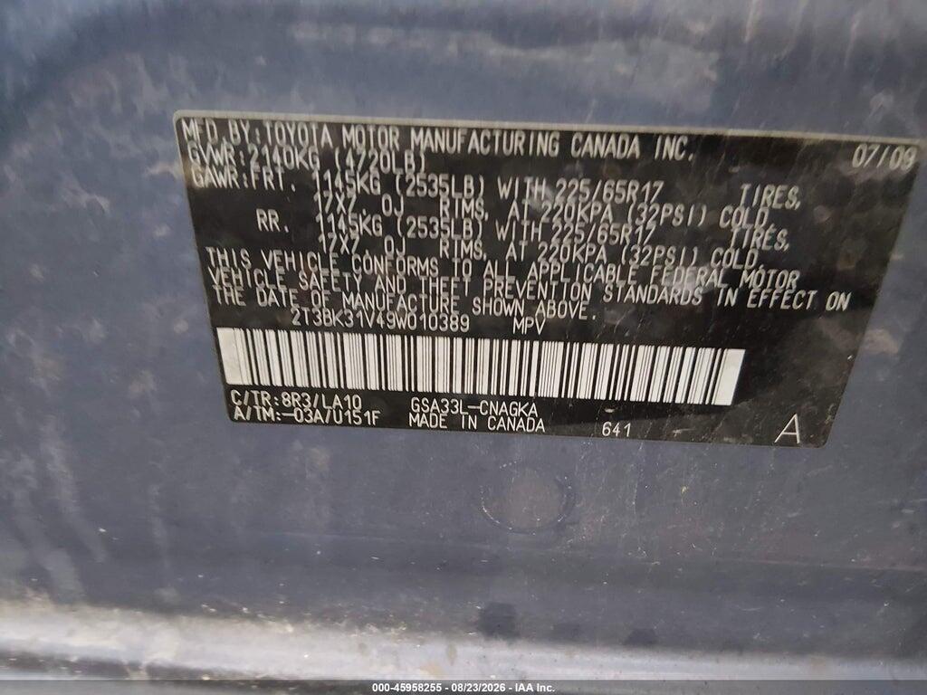2T3BK31V49W010389 2009 TOYOTA RAV4 photo no. 9