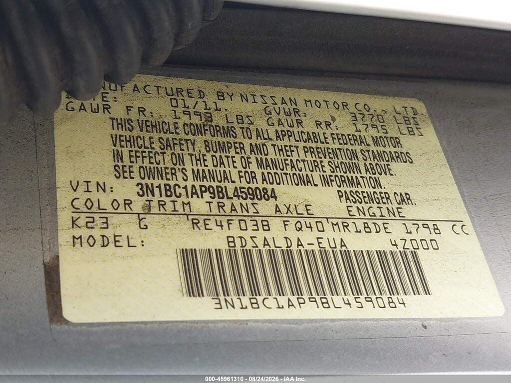 3N1BC1AP9BL459084 2011 NISSAN VERSA photo no. 9