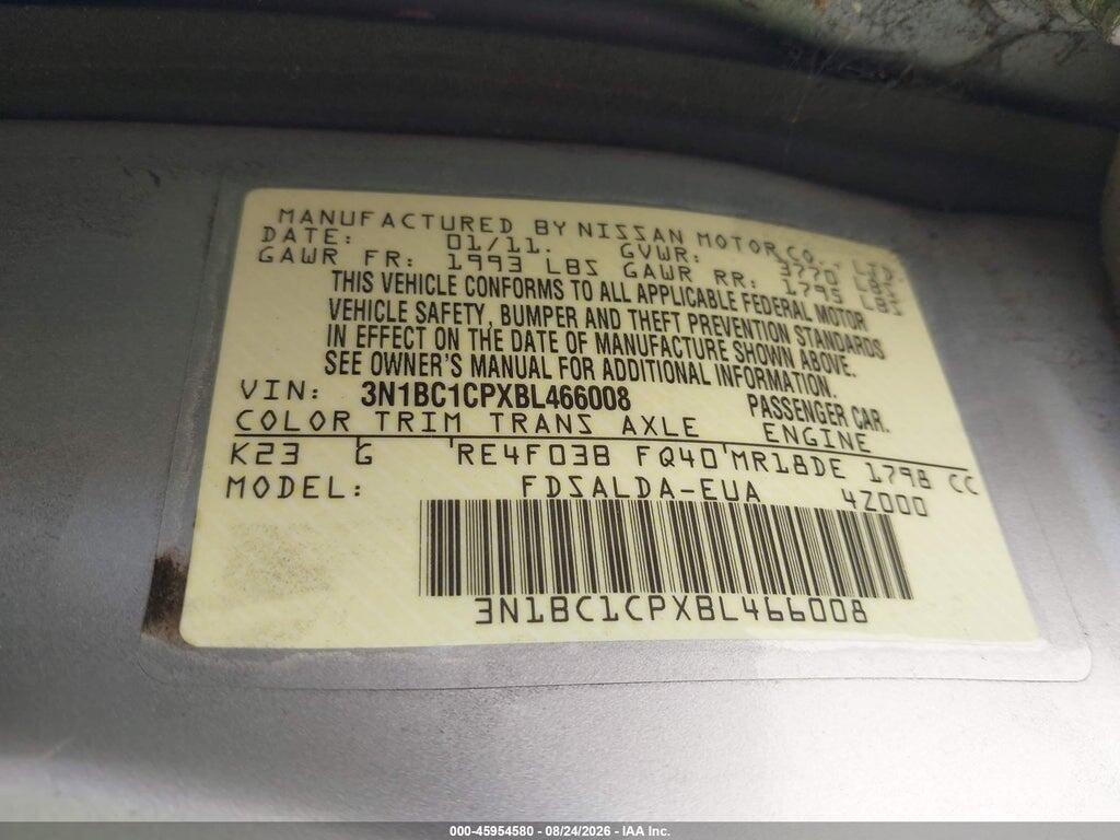 3N1BC1CPXBL466008 2011 NISSAN VERSA photo no. 9