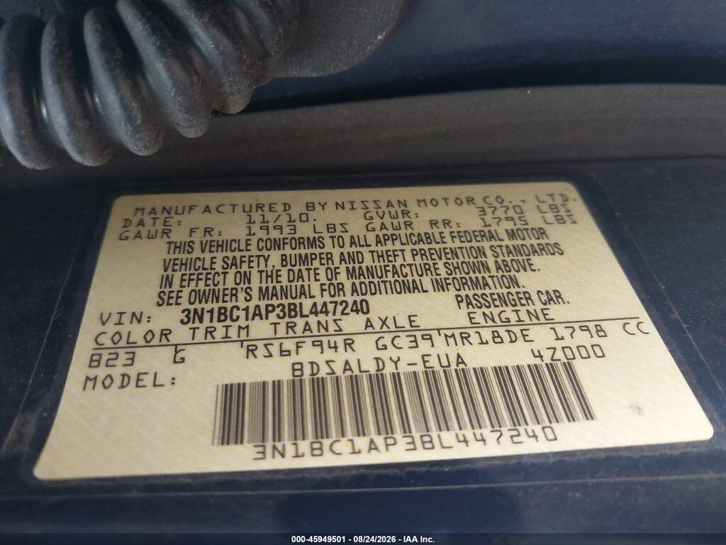 3N1BC1AP3BL447240 2011 NISSAN VERSA photo no. 9