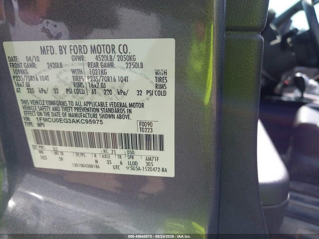 1FMCU0EG3AKC95975 2010 FORD ESCAPE photo no. 9
