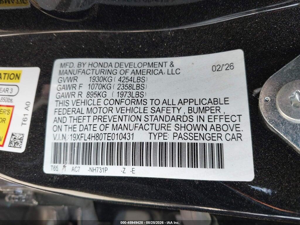 19XFL4H80TE010431 2026 HONDA CIVIC HYBRID photo no. 9