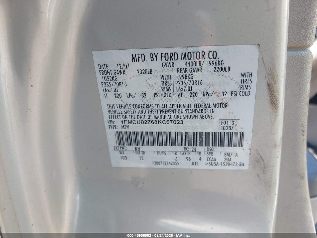 1FMCU02Z68KC67023 2008 FORD ESCAPE photo no. 9