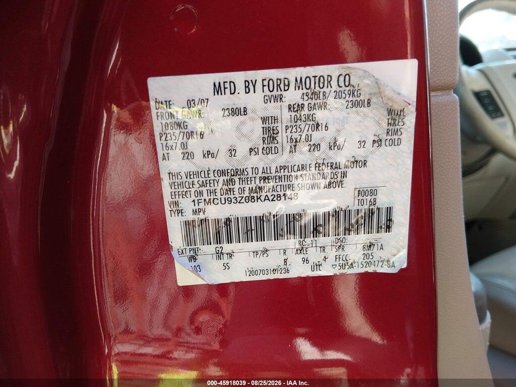 1FMCU93Z08KA28148 2008 FORD ESCAPE photo no. 9