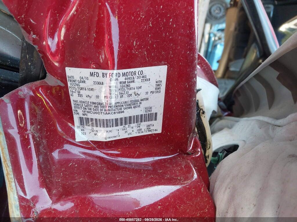 1FMCU0D71AKC81896 2010 FORD ESCAPE photo no. 9