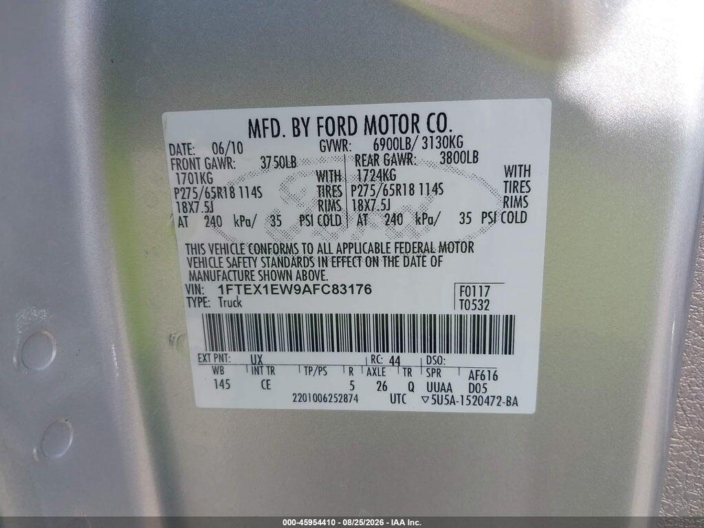 1FTEX1EW9AFC83176 2010 FORD F-150 photo no. 9