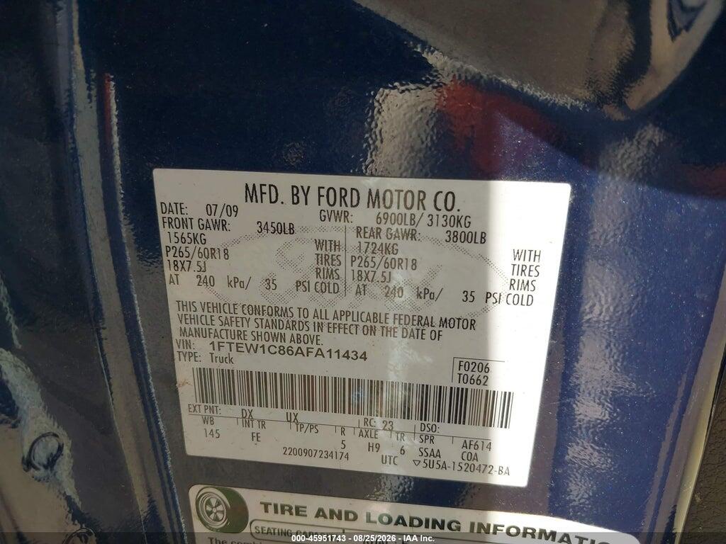 1FTEW1C86AFA11434 2010 FORD F-150 photo no. 9