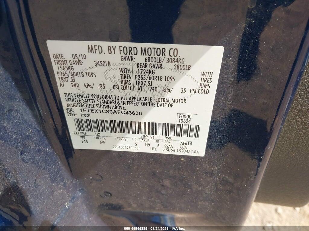 1FTEX1C89AFC43636 2010 FORD F-150 photo no. 9