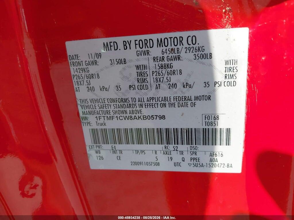 1FTMF1CW8AKB05798 2010 FORD F-150 photo no. 9