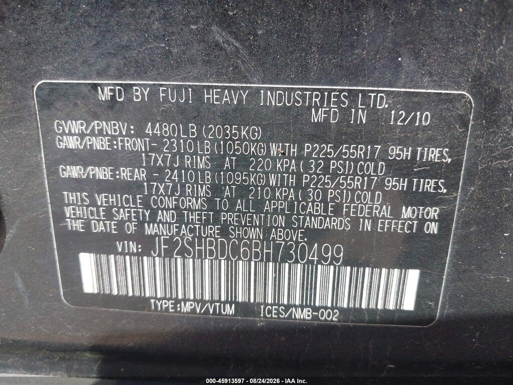 JF2SHBDC6BH730499 2011 SUBARU FORESTER photo no. 6