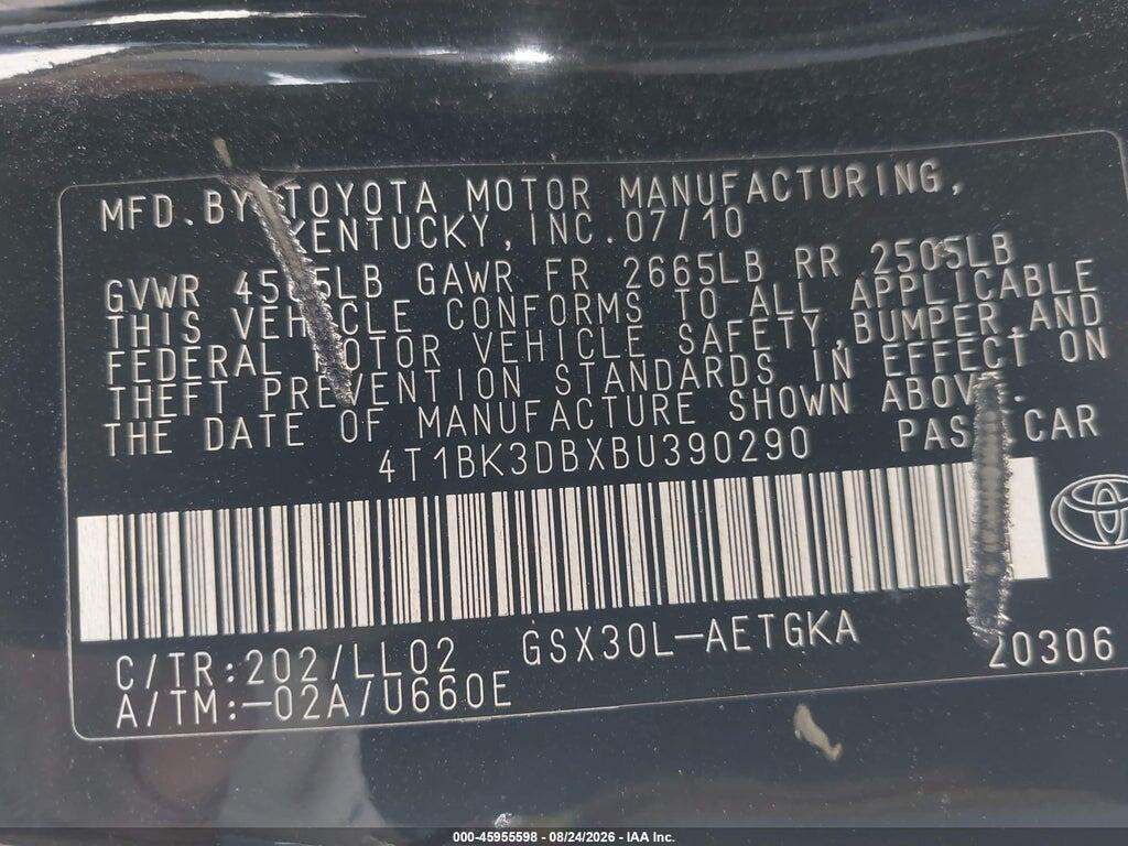 4T1BK3DBXBU390290 2011 TOYOTA AVALON photo no. 9