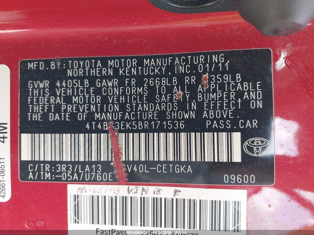 4T4BF3EK5BR171536 2011 TOYOTA CAMRY photo no. 9