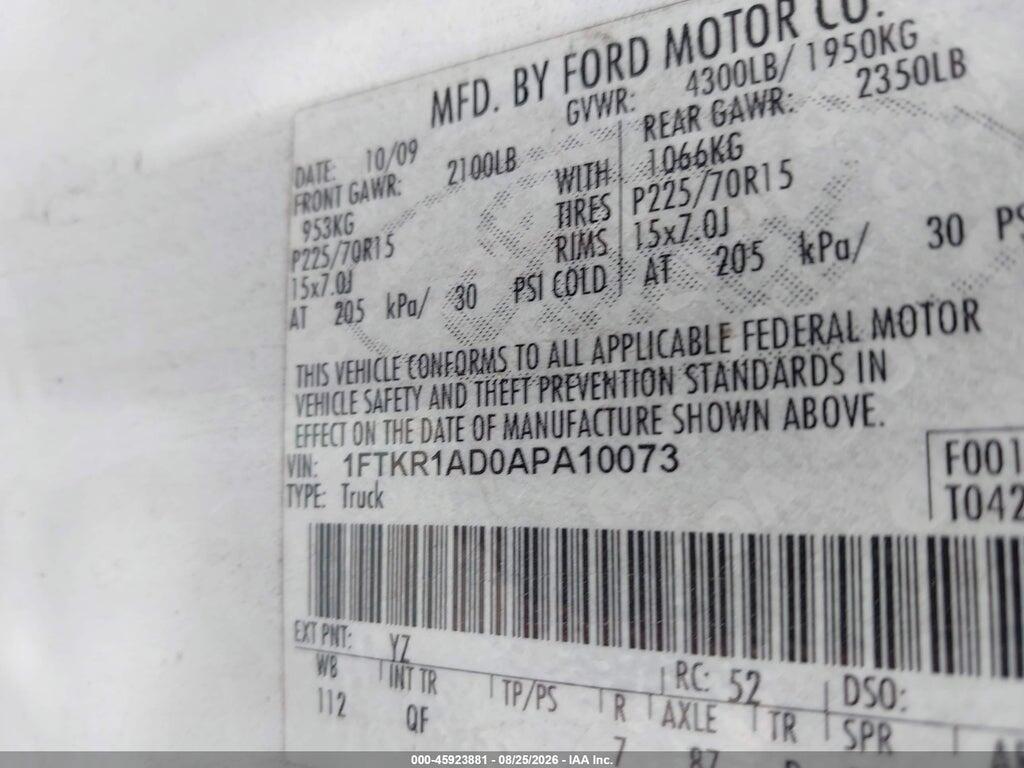 1FTKR1AD0APA10073 2010 FORD RANGER photo no. 9