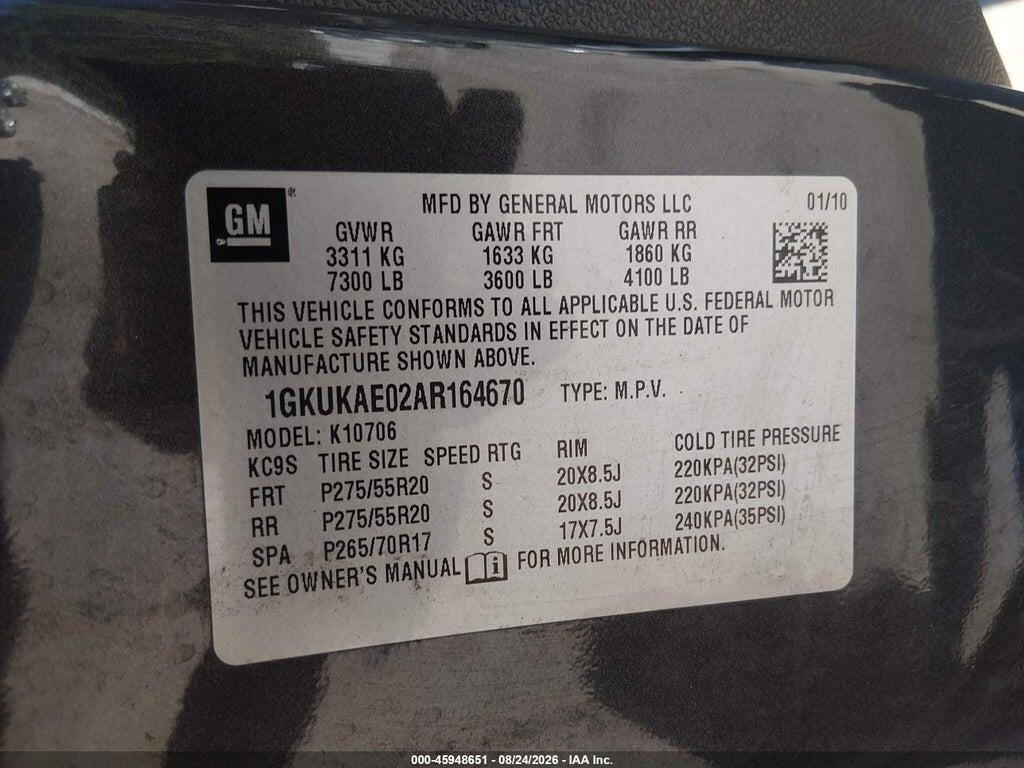 1GKUKAE02AR164670 2010 GMC YUKON photo no. 9
