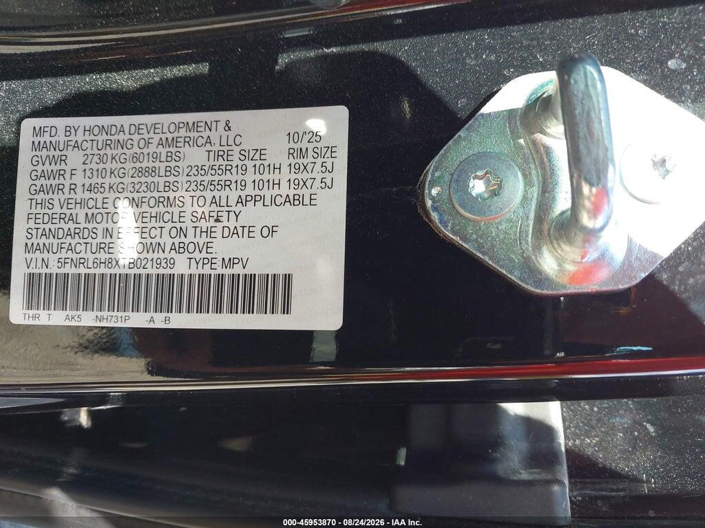 5FNRL6H8XTB021939 2026 HONDA ODYSSEY photo no. 9
