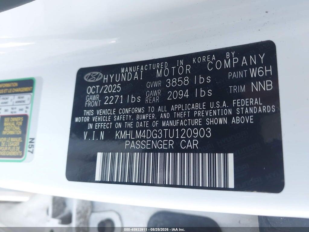 KMHLM4DG3TU120903 2026 HYUNDAI ELANTRA photo no. 9