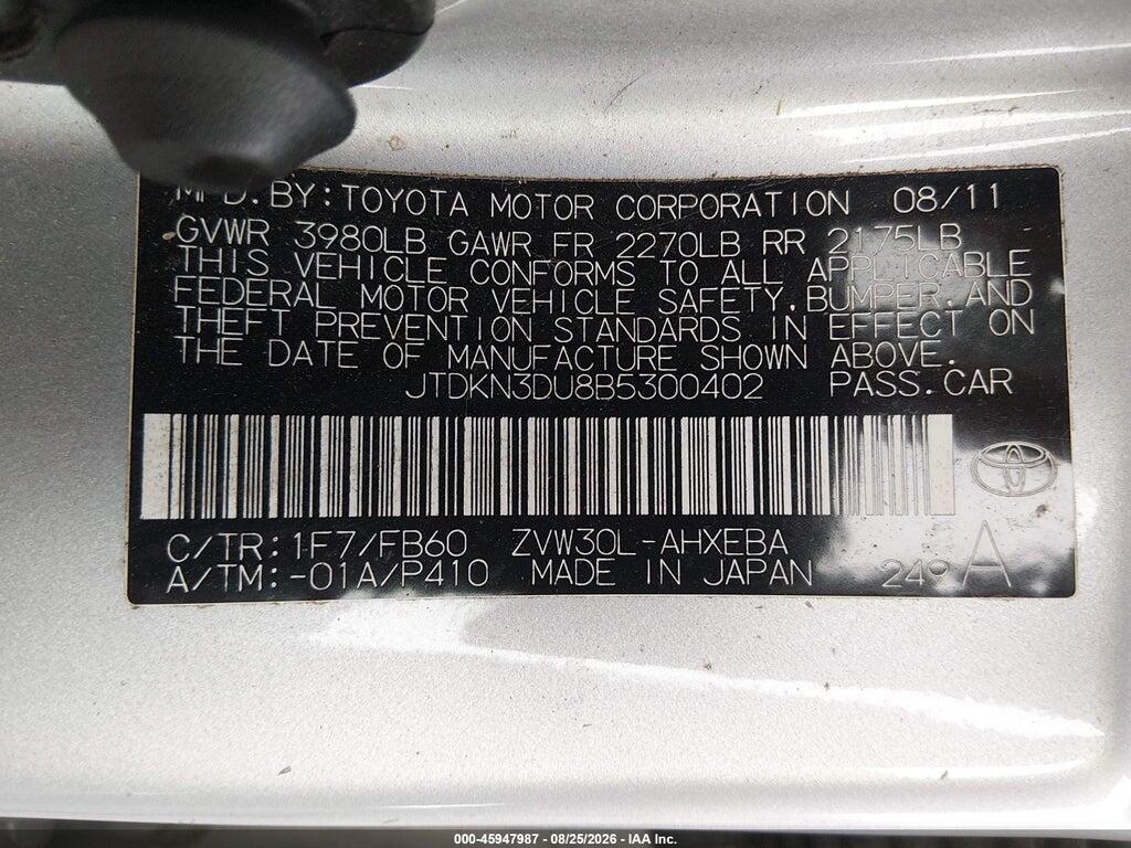 JTDKN3DU8B5300402 2011 TOYOTA PRIUS photo no. 9