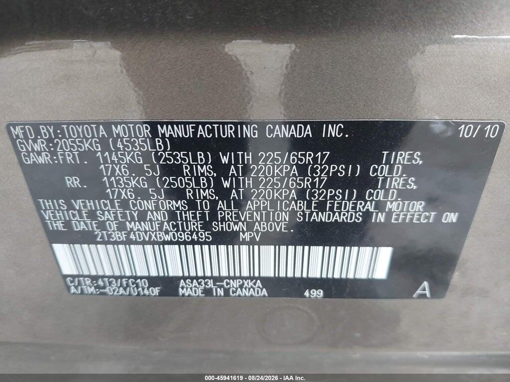 2T3BF4DVXBW096495 2011 TOYOTA RAV4 photo no. 9
