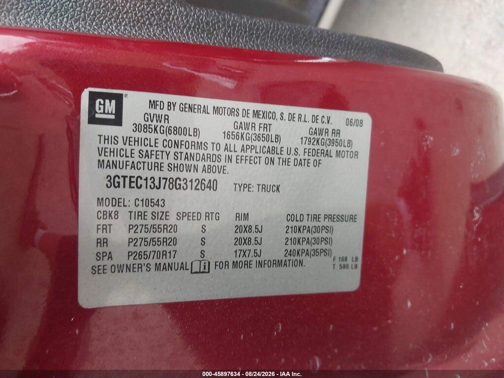 3GTEC13J78G312640 2008 GMC SIERRA 1500 photo no. 9