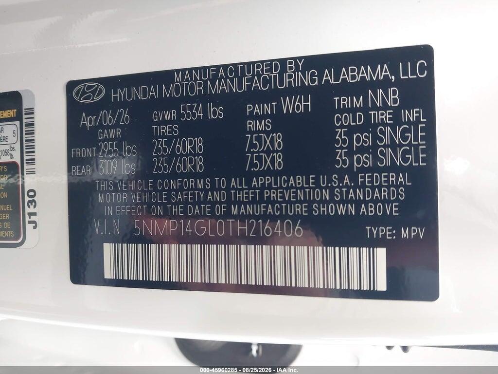5NMP14GL0TH216406 2026 HYUNDAI SANTA FE photo no. 9