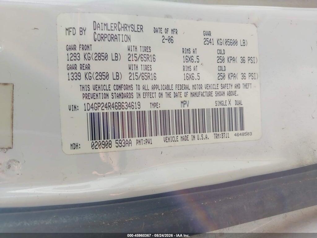 1D4GP24R46B634619 2006 DODGE GRAND CARAVAN photo no. 9