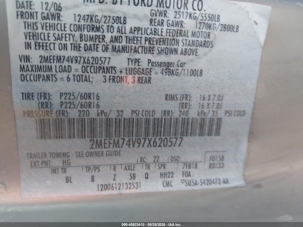 2MEFM74V97X620577 2007 MERCURY GRAND MARQUIS photo no. 9