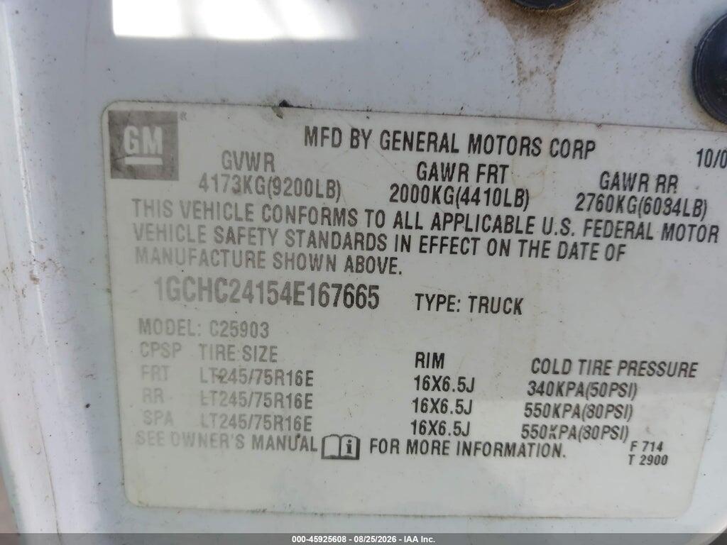 1GCHC24154E167665 2004 CHEVROLET SILVERADO 2500HD photo no. 9