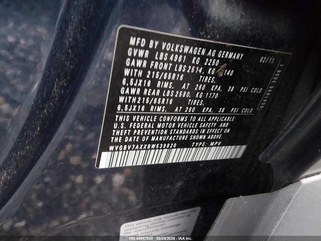 WVGBV7AXXBW539820 2011 VOLKSWAGEN TIGUAN photo no. 9