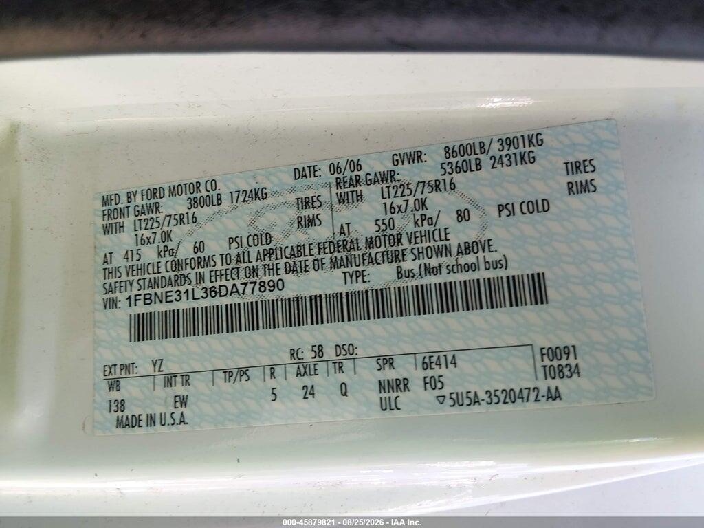 1FBNE31L36DA77890 2006 FORD ECONOLINE photo no. 9
