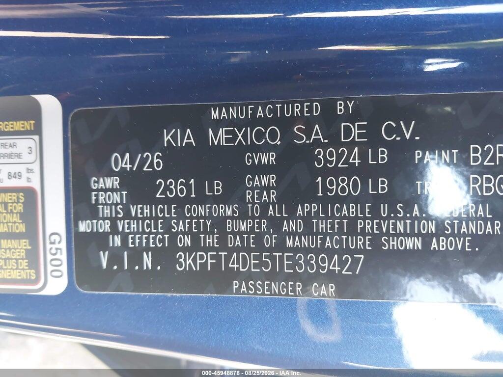 3KPFT4DE5TE339427 2026 KIA K4 photo no. 9