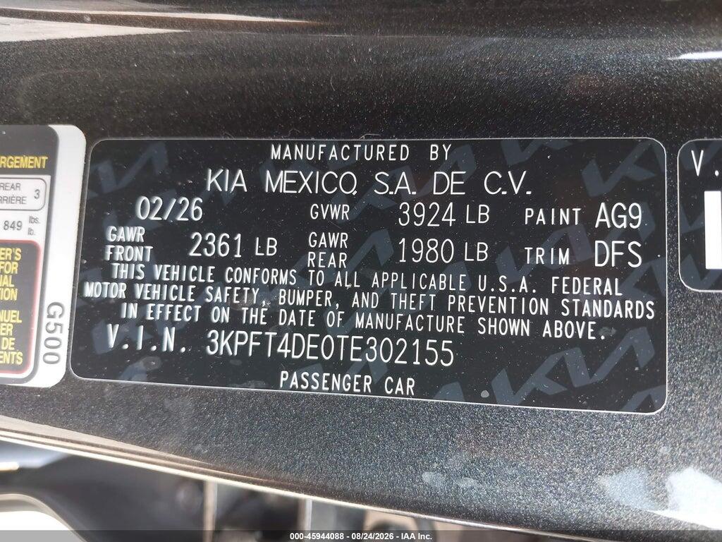 3KPFT4DE0TE302155 2026 KIA K4 photo no. 9