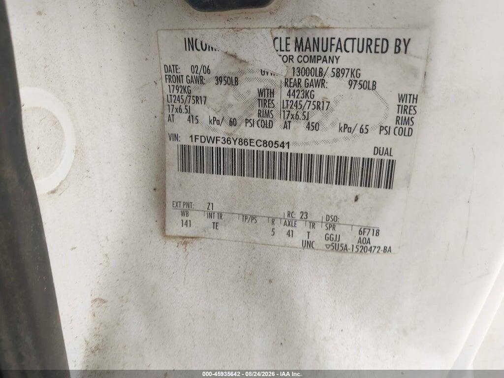 1FDWF36Y86EC80541 2006 FORD F-350 CHASSIS photo no. 8