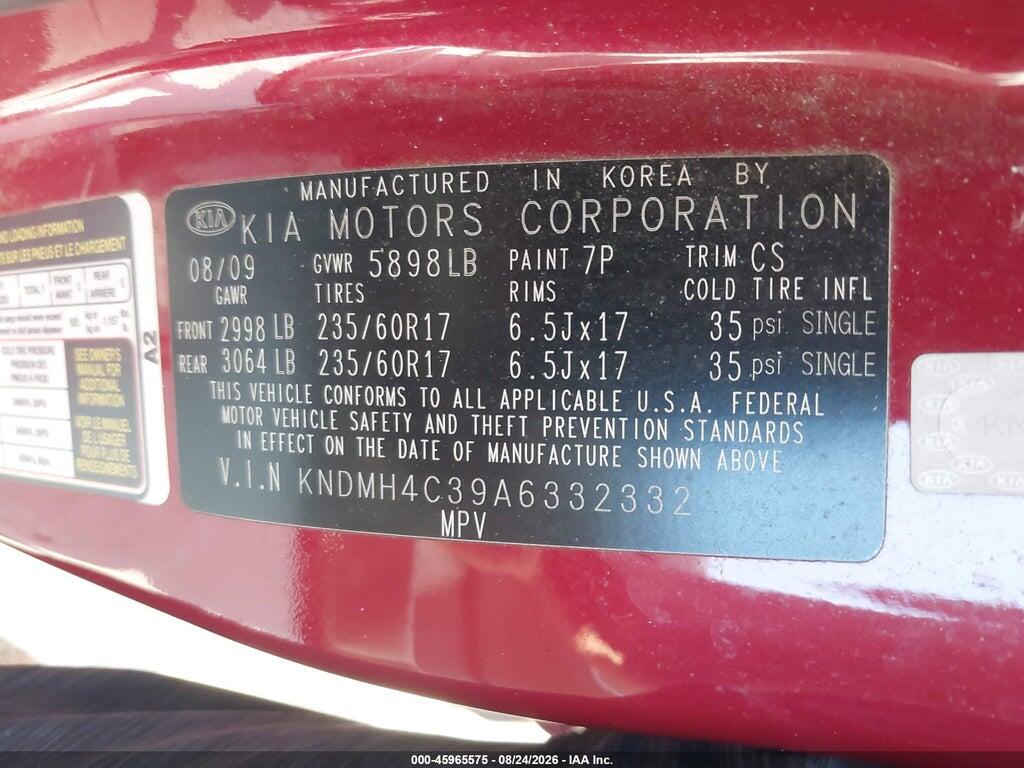 KNDMH4C39A6332332 2010 KIA SEDONA photo no. 9