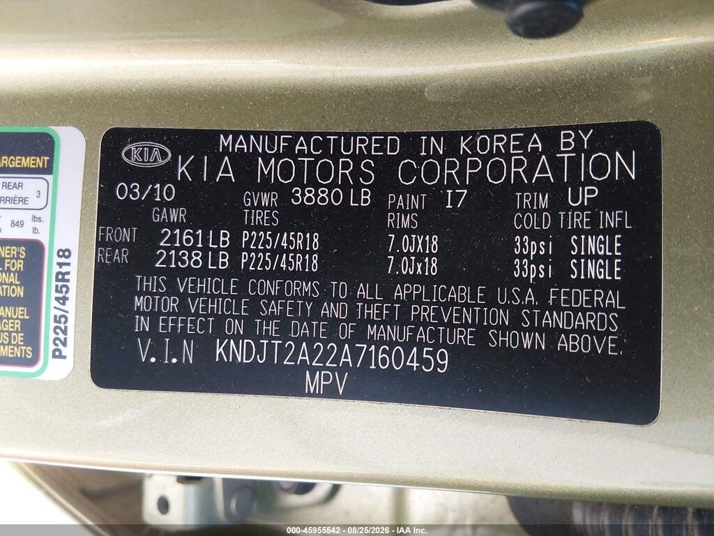 KNDJT2A22A7160459 2010 KIA SOUL photo no. 9