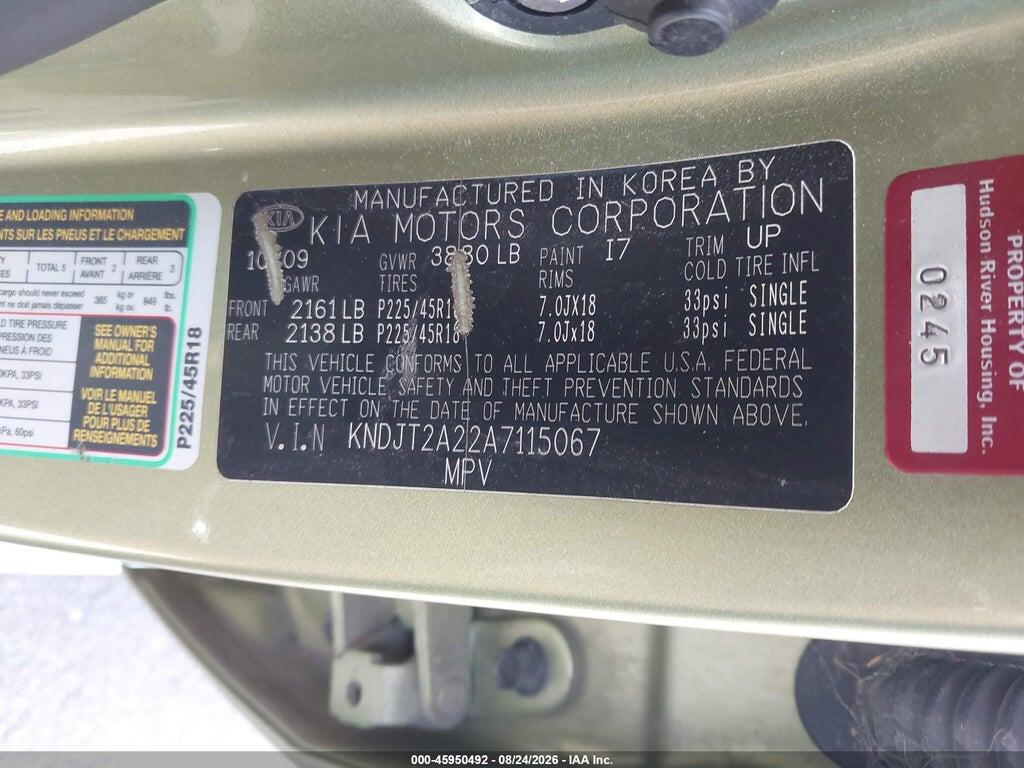 KNDJT2A22A7115067 2010 KIA SOUL photo no. 9