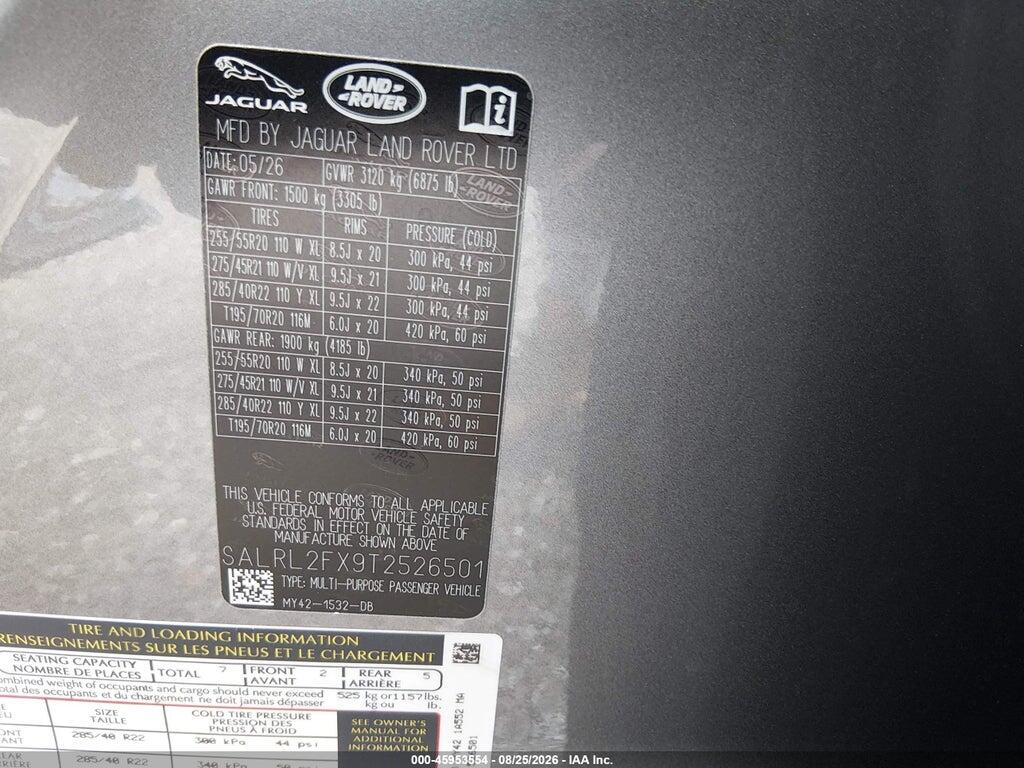 SALRL2FX9T2526501 2026 LAND ROVER DISCOVERY photo no. 9