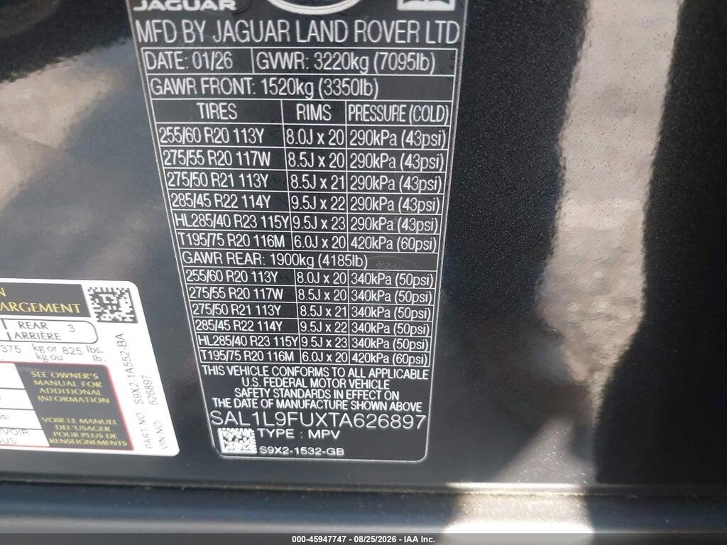 SAL1L9FUXTA626897 2026 LAND ROVER RANGE ROVER SPORT photo no. 9